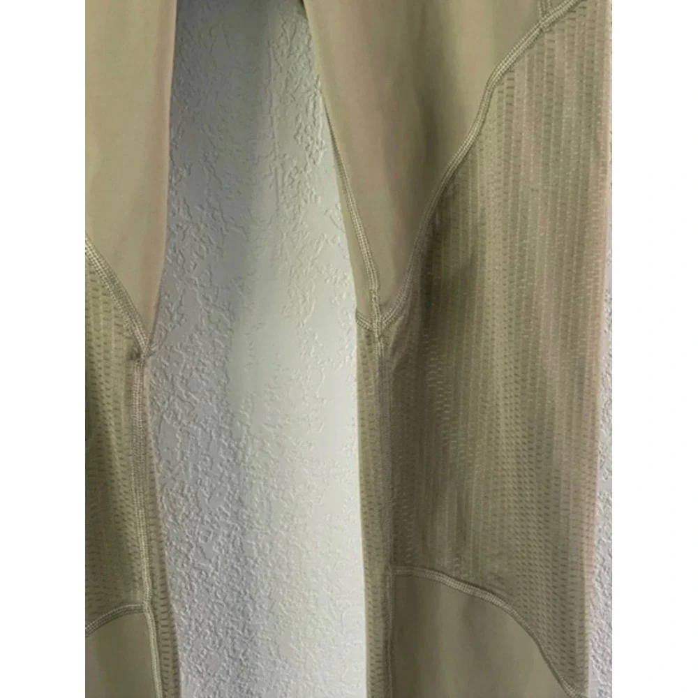 Athleta Mesh Contender Capri Leggings Olive Green Women's Size S Pockets Zippers